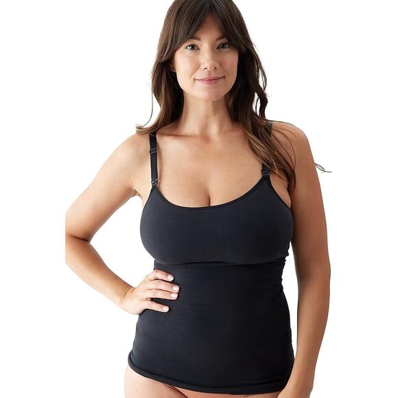 2/$30 INGRID & ISABEL Nursing Camisole NEW Size L Black Stretch Compression Top - Picture 1 of 11